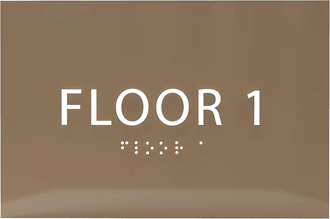 6" X4" Floor 1 Sign - ADA Compliant Tactile Graphics Grade 2 Braille Text | Wall Mount Plastic Directional Assistance, Floor Number Sign for Office, Schools, Hospitals, Apartments