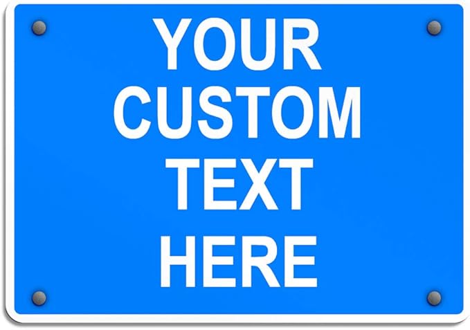 Aluminum Weatherproof Metal Sign Multiple Sizes Custom Personalized Text Here Blue White Notice Travel Horizontal Street Signs 10x7Inches