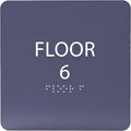 6" X6" Floor 6 Sign - ADA Compliant Tactile Graphics Grade 2 Braille Text Acrylic Wall Signs - Directional Assistance, Floor Number Safety Sign for Office, school Hospital, Apartment