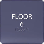6" X6" Floor 6 Sign - ADA Compliant Tactile Graphics Grade 2 Braille Text Acrylic Wall Signs - Directional Assistance, Floor Number Safety Sign for Office, school Hospital, Apartment
