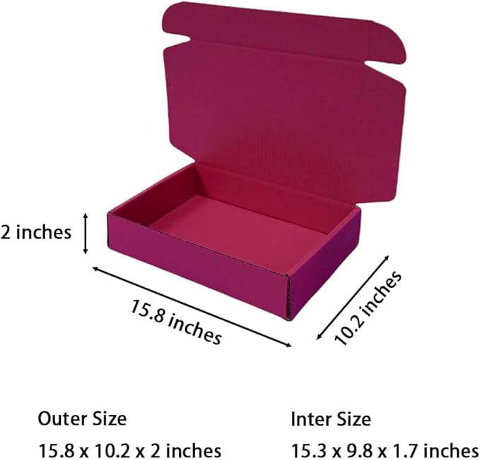 20 Pcs 15.8 x 10.2 x 2 inches Shipping Boxes for Small Business Cardboard Corrugated Mailer Boxes for Shipping Packaging Holidays Craft Gifts Giving Products (Cranberry, 15.8 x 10.2 x 2")