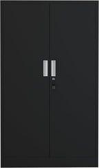 Metal Storage Cabinet with Locking Doors and Adjustable Shelves, 53.5-Inch Tall Lockable Storage Cabinets for Home Office Garage Kitchen Pantry (Black)