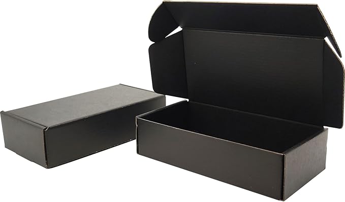 Small Black Shipping Boxes for Small Business Pack of 25-7x5x2 inches Cardboard Corrugated Mailer Boxes for Shipping Packaging Craft Gifts Giving Products