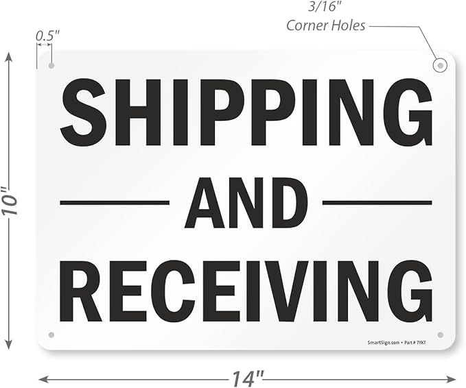 SmartSign-S-5803-AL-14 "Shipping And Receiving" Sign | 10" x 14" Aluminum - Black on White