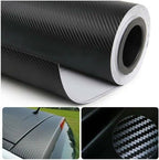 3D Carbon Fiber Film Twill Weave Vinyl Sheet Roll Wrap (120" X 60", Black)
