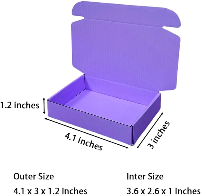 50 Pcs Mini Size Shipping Boxes for Small Business Cardboard Corrugated Mailer Boxes for Shipping Packaging Holidays Craft Gifts Giving Products (Lavender, 4.1 x 3 x 1.2")