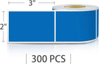 Blue Rectangle Sticker Labels 3×2 Inch Vinyl Stickers Color Coding Name Tags Roll Removable Waterproof 300 per Dispenser Box