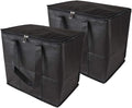 Ezek Reusable Insulated Grocery Bags in Black, Stand Upright, Double The Sturdy Zipper, Eco-Friendly Heavy Duty Non-Woven Reinforced Bottom & Handles.