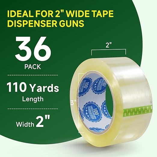 2.0 Mil Premium Packing Tape 3 inch x 110 Yards (24 Rolls) - Clear Shipping Packaging Tape, Strong Adhesive Box Tape for Moving, Sealing Packages & Shipping Boxes