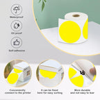 3 x 3Inch Round Color Coding Labels Circle Thermal Labels Printable Waterproof 500Pcs Round Stickers Adhesive Writable for Office,Home,Garage,DIY Sticker,Barcodes,Name Tag, Yellow