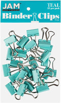 JAM PAPER Colorful Binder Clips - Small - 3/4 Inch (19 mm) - Teal Binderclips - 25/Pack