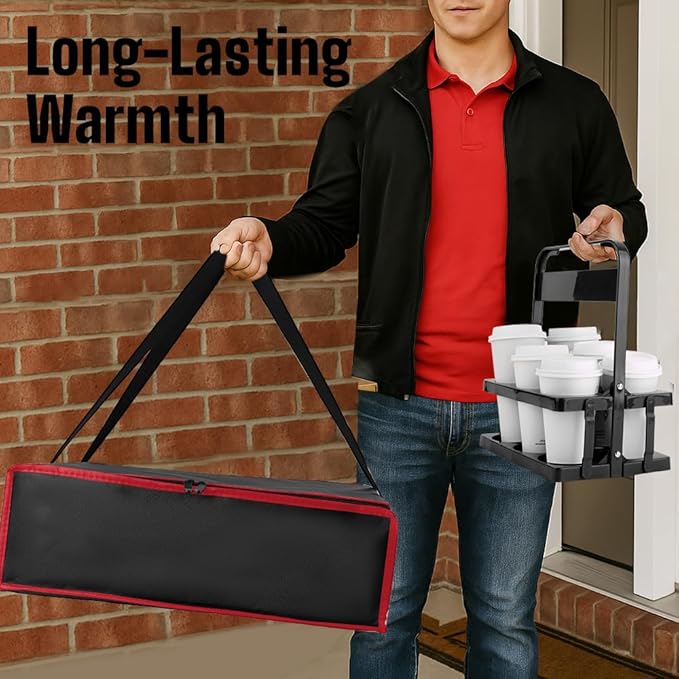 Bodaon Insulated Bag-Pizza Bags for Delivery & Plastic Portable Drink Carrier，20"x 20"x 6" ermicas/Warming/Heat Carrying out Insulation Large Bag，Doordash Warmer/Hot Food BCarrier Box, Keeping Cooler