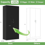 Big Metal Garage Storage Cabinet with Locking Doors, Lockable Heavy Duty Metal Tool Cabinet with Pegboard, Black