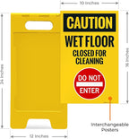 Caution Wet Floor Closed for Cleaning Do Not Enter Sidewalk Sign Kit, 10x16 Inches, with A Frame Stand, Made in USA