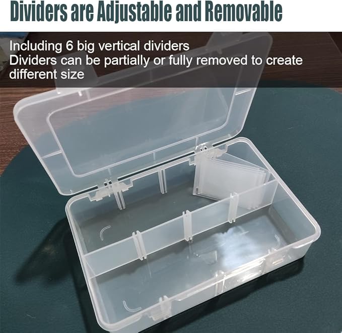 2 Pcs 8 Grids Clear Organizer Box Plastic Storage Container with Adjustable Dividers for Electronics Jewelry Beads Art DIY Crafts Fishing Small Parts