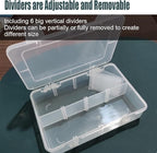 2 Pcs 8 Grids Clear Organizer Box Plastic Storage Container with Adjustable Dividers for Electronics Jewelry Beads Art DIY Crafts Fishing Small Parts