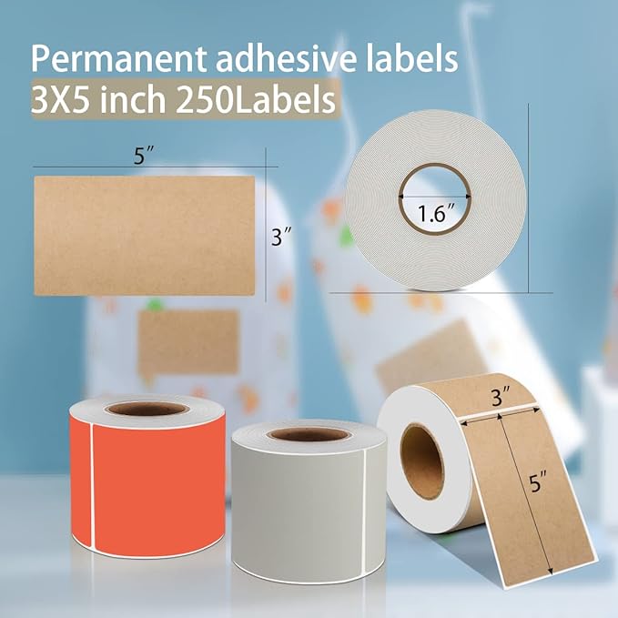 PARLAIM 3 X 5 Inch Rectangle Adhesive Color Coding Stickers,Kraft Rectangle Labels -250 Per Dispenser Box（Kraft ）