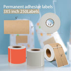 PARLAIM 3 X 5 Inch Rectangle Adhesive Color Coding Stickers,Kraft Rectangle Labels -250 Per Dispenser Box（Kraft ）