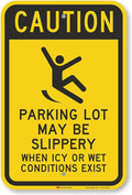 SmartSign-K-2855-EG "Caution - Parking Lot Slippery When Icy Or Wet" Sign | 12" x 18" 3M Engineer Grade Reflective Aluminum