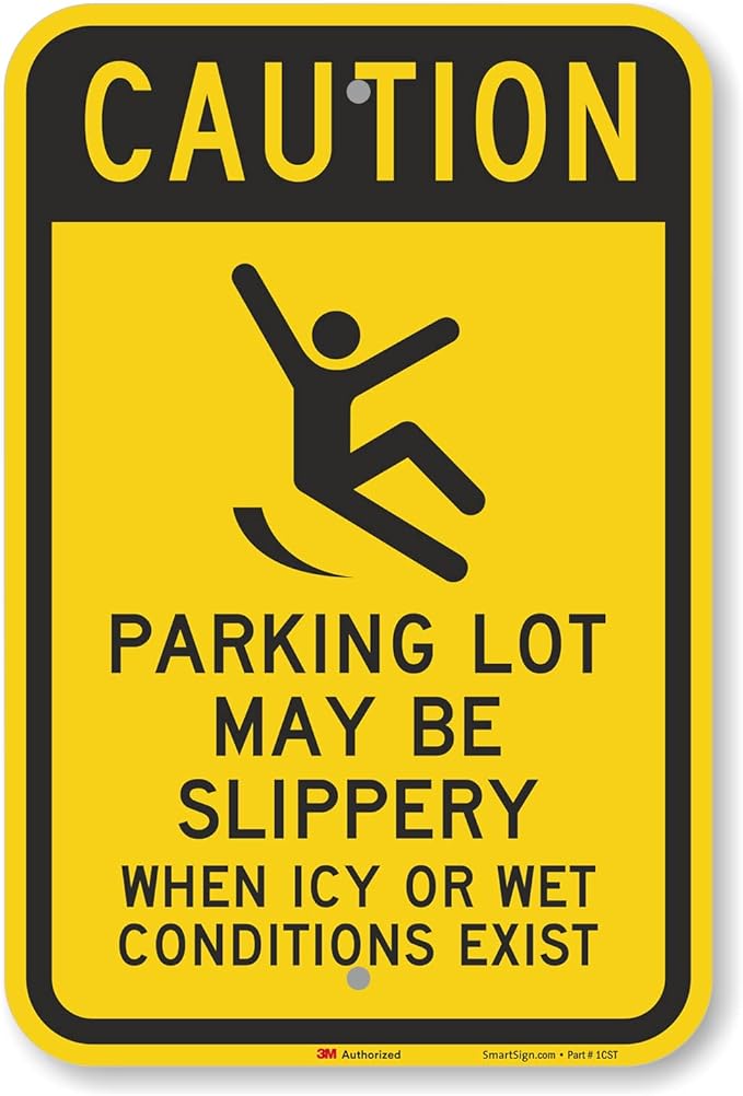 SmartSign-K-2855-EG "Caution - Parking Lot Slippery When Icy Or Wet" Sign | 12" x 18" 3M Engineer Grade Reflective Aluminum