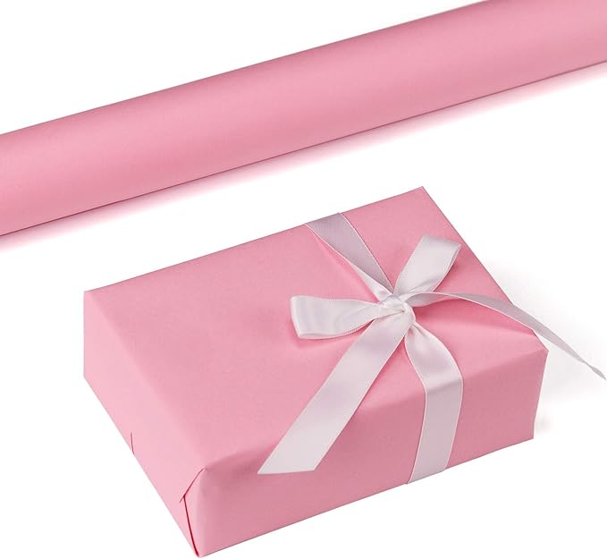 RUSPEPA Pink Kraft Paper Roll - 18 inches x 100 feet - Recyclable Paper Perfect for for Easter Crafts, Art, Wrapping, Packing, Postal, Shipping, Dunnage & Parcel
