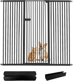 Lumizone Extra Tall Cat Gate 55.12" High Pressure Mounted Extra Wide 2025 New (17 Sizes) 1.37" Gap No Drilling Auto-Close One-Handed Operation Tall Pet Gate for Dogs(Black, 55.12" H x 63.39"-67.71" W)
