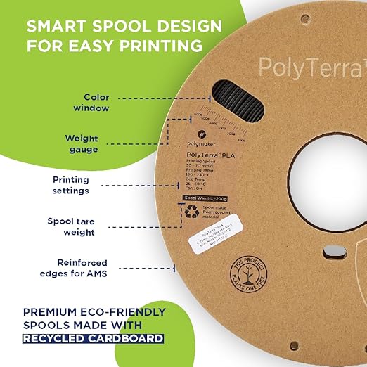 Polymaker Matte PLA Filament Peanut 1.75mm 1kg 3D Printing Filament, PolyTerra 3D Printer PLA Filament