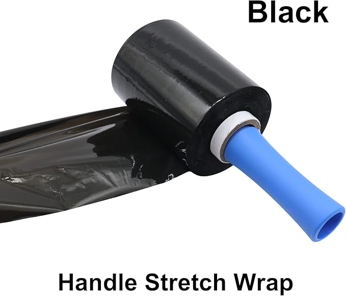 BOMEI PACK Mini Black Industrial Stretch Wrap Film 2 Pack 5" x 1000ft Roll with Handle, 80 Gauge Plastic Wrap for Moving, Pallet Wrap - Self Adhering Packaging Heavy Duty Shrink Film