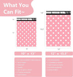 Thank You Poly Mailers 12x15.5 Inch 50 Pcs - Pink Dots printed Shipping Bags, 2.4mil Thickness, Waterproof and Tear Resistant Mailing Envelopes, Self-Sealing Packaging Bags for Small Business