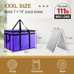 XXXL Insulated Food Delivery Bag - Reusable Thermal Cooler Grocery Bags for Catering & Delivery, Pizza Carrier for Events, Large Capacity Bag Keeps Food Hot/Cold for Shopping, Commercial(with Base)