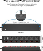 CRST 6 Outlet Metal Power Strip with Individual Switches, Mountable Surge Protector Power Strip for Garage Workshop School Home. 15A Circuit Breaker, 1875W, 1200 Joules, 6FT Extension Cord