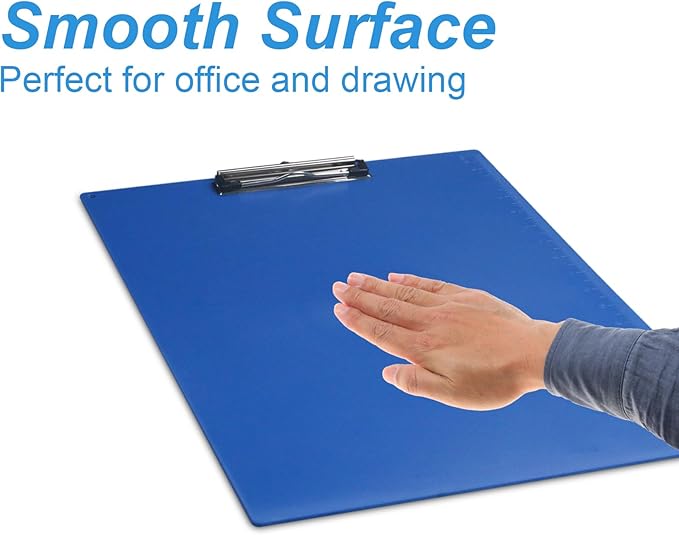 Acocony 11x17 Clipboard Vertical with Ruler Extra Large Clipboard Low Profile Clip 11 x 17 Clipping Board Plastic Blue Pack of 1