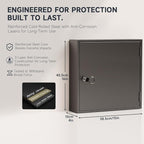 WeHere Key Lock Box for 120 Keys, Wall Mount Key Cabinet with Color Key Tags, Steel Key Storage Box with Lock, Key Holder Organizer for Home, Office, Apartment, Property Management