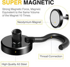 DIYMAG Black Magnetic Hooks, 85 LB Heavy Duty Strong Magnets with Hook, Rare Earth Neodymium Magnet for Cabins Cruise Ship Essentials 8 Packs