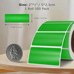 Green Color Coding Labels 1 × 2 Inches Self-Adhesive Vinyl Rectangle Stickers Waterproof Name Tags Removable Roll for Office School Home 500 PCS