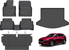 Hutisya-Floor Mats & Cargo Liner with Backrest Set Fit for Mazda CX-5 2017-2022 All Weather Protection Anti-Slip & Durable TPE Full Set Liners Automotive Accessories-Black