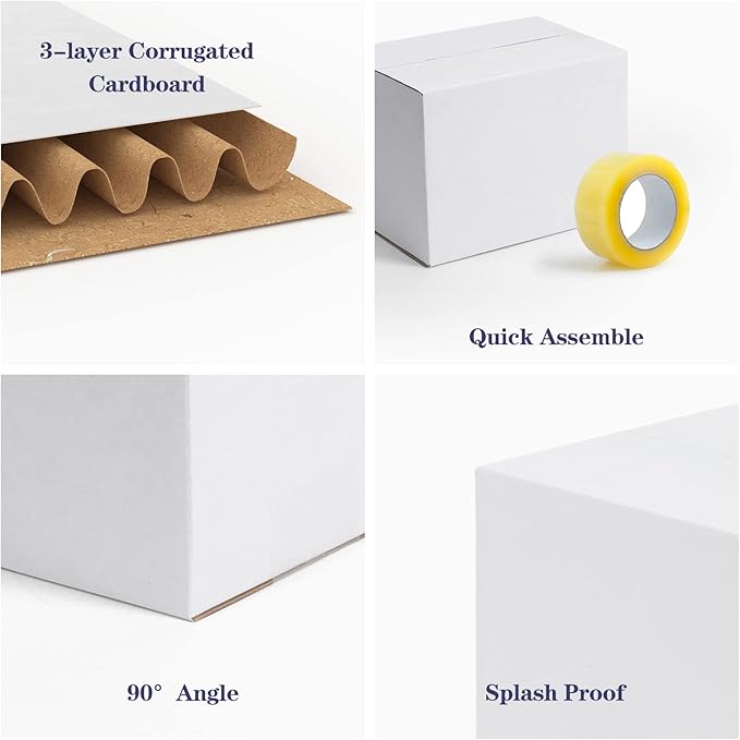 40 Pack Small Shipping Boxes 8x6x6 Inches, White Corrugated Cardboard Mailing Boxes for Shipping Packing Small Business