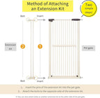 Lumizone Extra Tall Pet Gate 55.12" High Pressure Mounted 4.13" Wide Extension kit 1.37" Gap (4.13" W, Cream White)