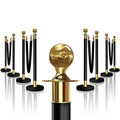 8PCS Black-Gold Stanchions Posts with 4PCS 5 ft Red Velvet Rope, Red Velvet Rope Stanchion Set Crowd Control Barriers, Stanchions and Velvet Ropes Red Carpet Poles for Party Supplies