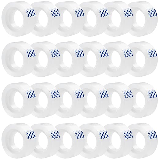 24 Rolls Clear Tape, Transparent Tape Refills for Dispenser, 1 Inch Core, 3/4 x 800 Inches, Strong Adhesive for Gift Wrapping, Office, School, Home, Desk Supplies & Crafts