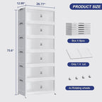 180GAL Plastic Storage Bins with Lid, 720QT Extra Large Stackable Closet Organizers and Storage, Collapsible Storage Boxes with Wheels, Folding Cabinet for Home Kitchen Office, 6Pack White