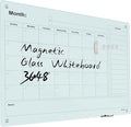Magnetic Glass Whiteboard - 48"x36" Frameless Dry Erase Board with Monthly Calendar for Office, School, and Home