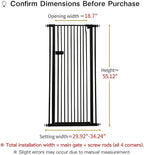 Lumizone Extra Tall Cat Gate 55.12" High Pressure Mounted Extra Wide 2025 New (17 Sizes) 1.37" Gap No Drilling Auto-Close One-Handed Operation Tall Pet Gate for Dogs(Black, 55.12" H x 29.92"-34.24" W)
