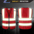 Reflective Mesh Safety Vest for Men Women with 5 Pockets and Zipper Front High Visibility Mesh Vest Hi Vis Construction Work Vest,Meets ANSI/ISEA Standards(EK175-Red-S)
