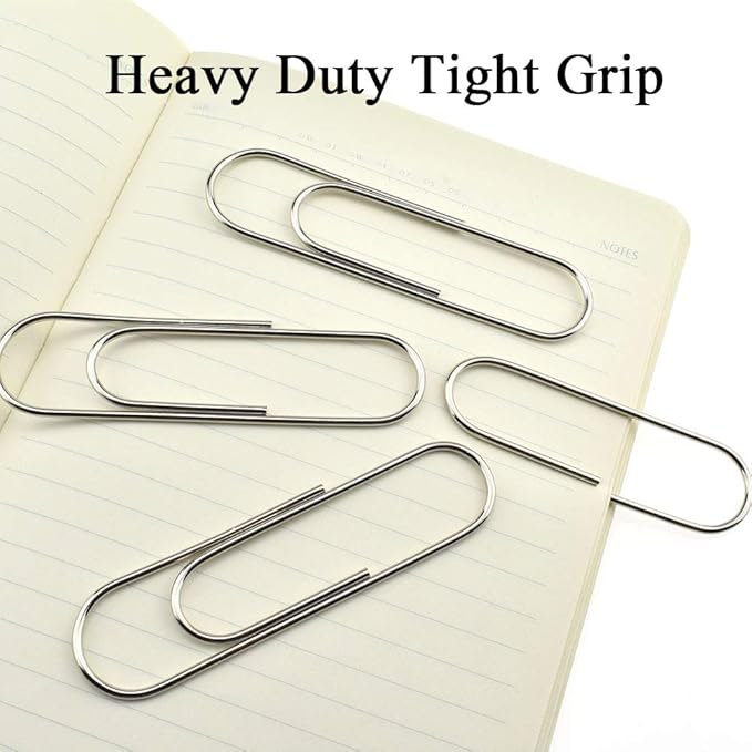 HAHIYO Paper Clips Sturdy 4 inches Length 14 Pack Paperclips Heavy Duty Tight Grip Rust Proof Reusable Metal Bright Silver for Home Office School