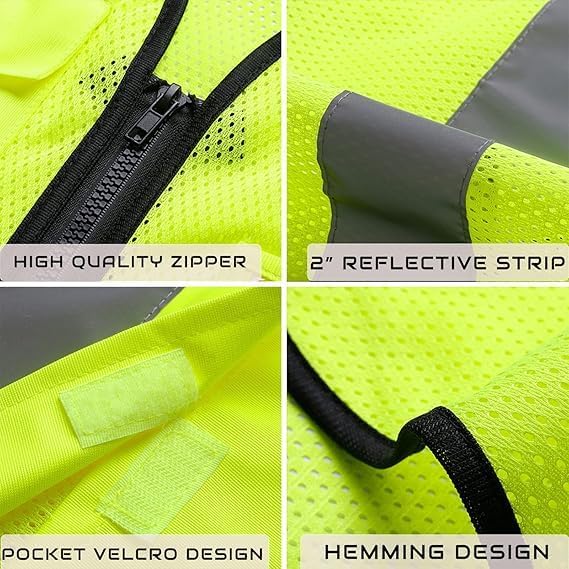 BeautyWill 10/20 Pack Custom Logo Safety Vest,Bulk High Visibility Class 2 Reflective Work Vests