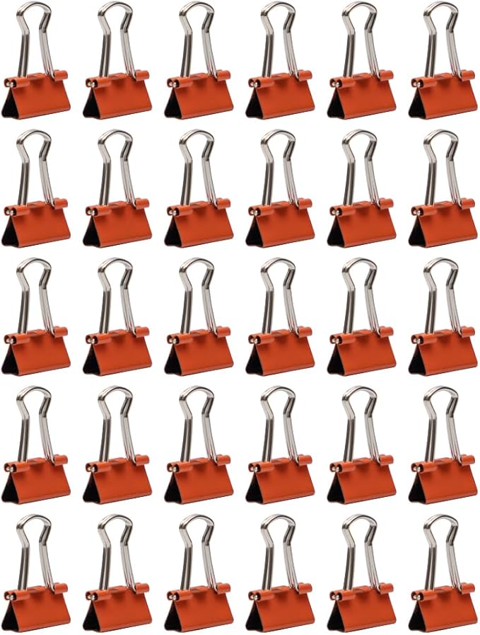JAM PAPER Colorful Binder Clips - Extra Small - 3/5 Inch (15 mm) - Orange Binderclips - 30/Pack