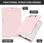 Plastic Clipboard with Storage, 8.5 x 11 Storage Organization Box Side-Opening, Heavy Duty Clip Board with Pen Holder and Paper Folder for Nurses, Teachers, Office & School Supply, Pink