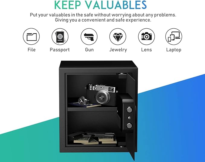 RPNB Deluxe Safe and Lock Box,Digital Keypad Safe Box,Steel Alloy Small Safes, Keypad Lock,Perfect for Home Office Hotel Business Jewelry Cash Use Storage,1.2 Cubic Feet