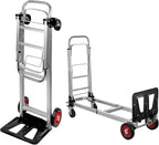 2 in 1 Aluminium Hand Truck Dolly 450lbs Capacity, Heavy Duty Convertible Hand Truck W/Pneumatic Wheels, Foldable Dolly Cart Collapsible for Moving with Retractable Handle